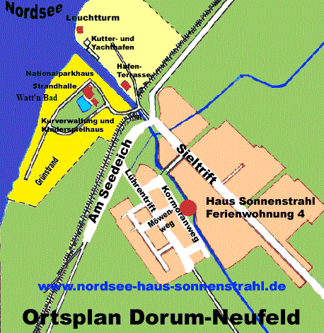 Karte vom Feriengebiet Dorum Neufeld an der Nordsee